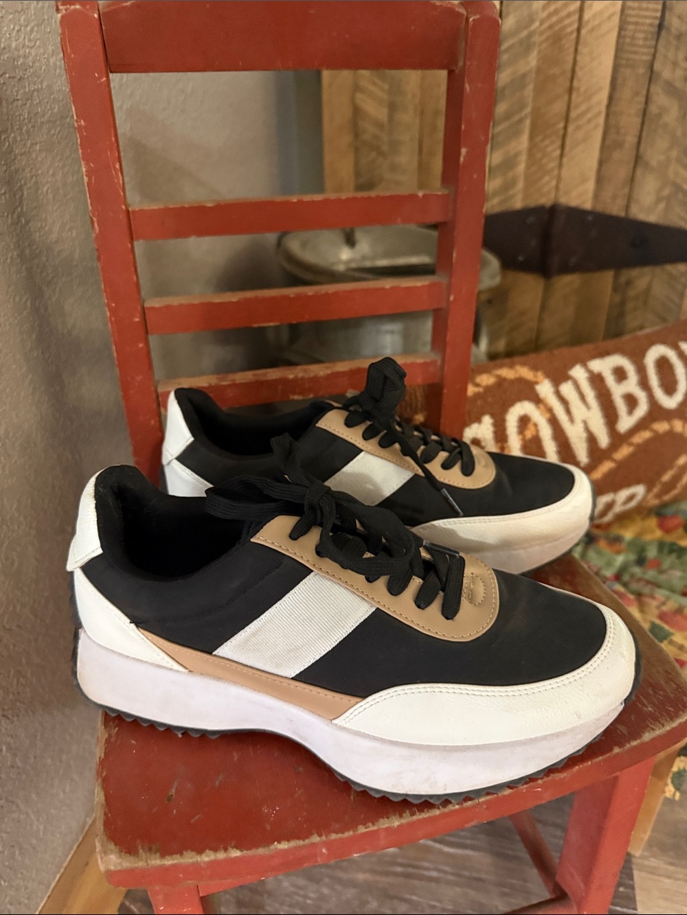 Black and Tan Casual Platform Sneakers
